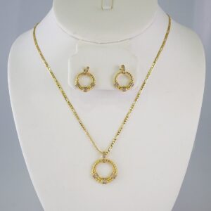 Cadenas & Colgantes & Earrings/ Chain W/Pendants /  14K Real Color/  Zircon Stone/  2mmx45cm// SET855