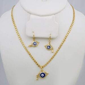 Cadenas & Colgantes & Earrings/ Chain W/Pendants /  14K Real Color/  Zircon Stone/  3mmx45cm// SET913