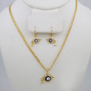 Cadenas & Colgantes & Earrings/ Chain W/Pendants /  14K Real Color/  Zircon Stone/  3mmx45cm// SET914