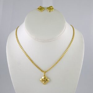 Cadenas & Colgantes & Earrings/ Chain W/Pendants /  14K Real Color/  Plain/  3mmx45cm// SET933