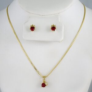 Cadenas & Colgantes & Earrings/ Chain W/Pendants /  14K Real Color/  Zircon Stone/  2mmx45cm// SET968